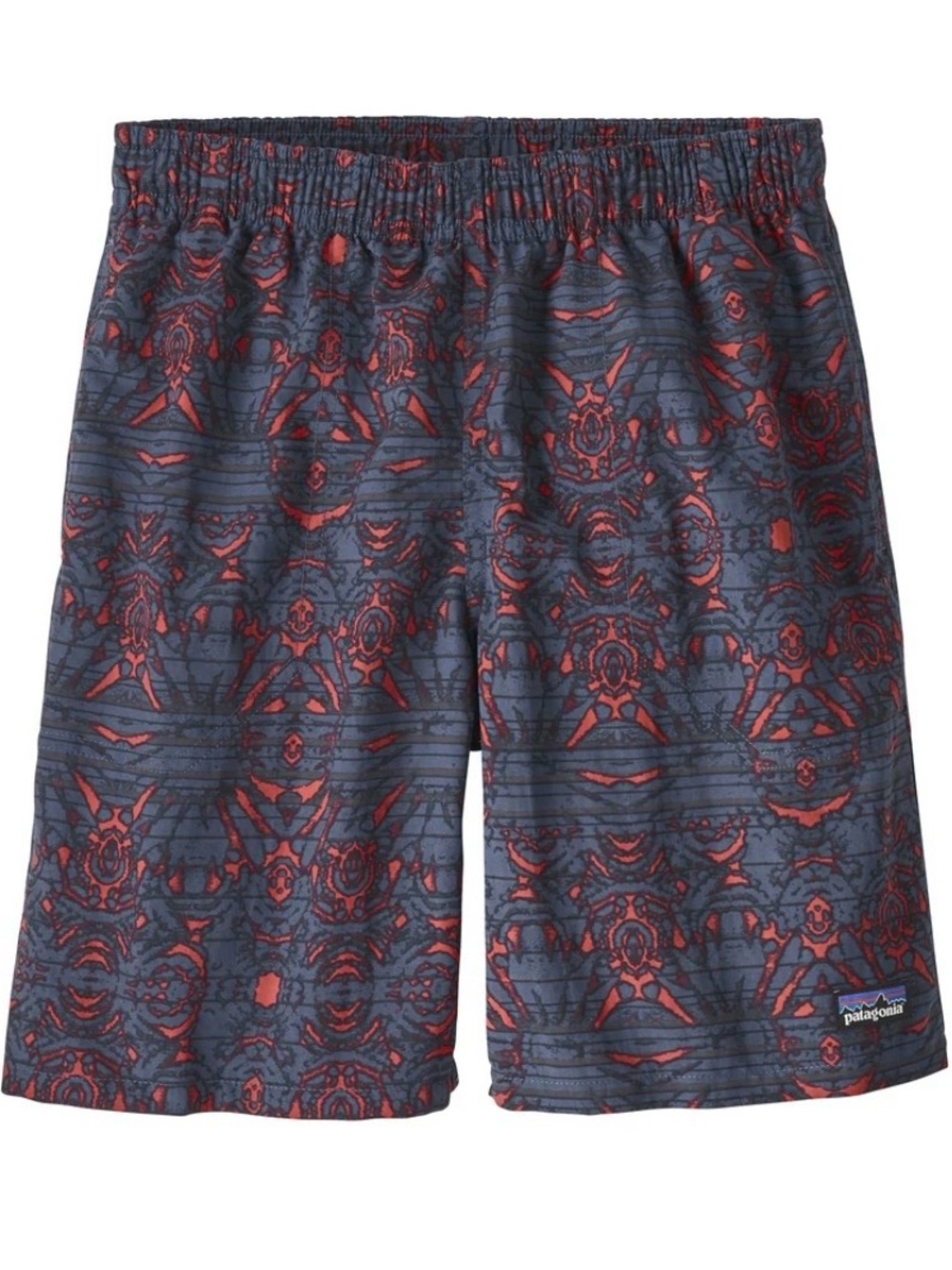 Patagonia boys Patterned Swim/Board Shorts in Navy and Red